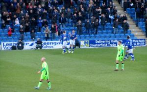 Marc Richards scores his second and Chesterfield's third goal of the game