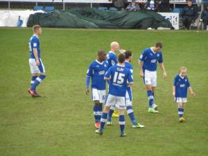 The Chesterfield players prepare for kick off