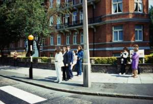 The Beatles waiting to cross in 1969